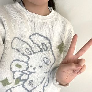 Super cute blue pastel bunny knit sweater!! 🐰🐰🐇💙💙 >> oversized and fluffy